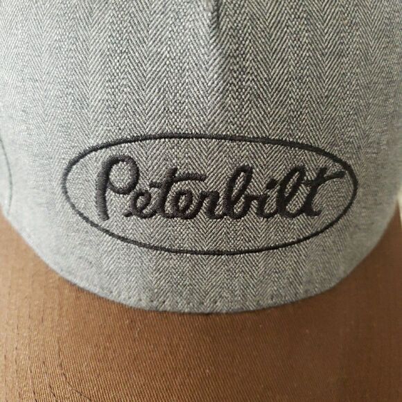 NWOT Peterbilt Trucker Hat Embroidered Snapback Adjustable Gray Brown - Picture 2 of 8